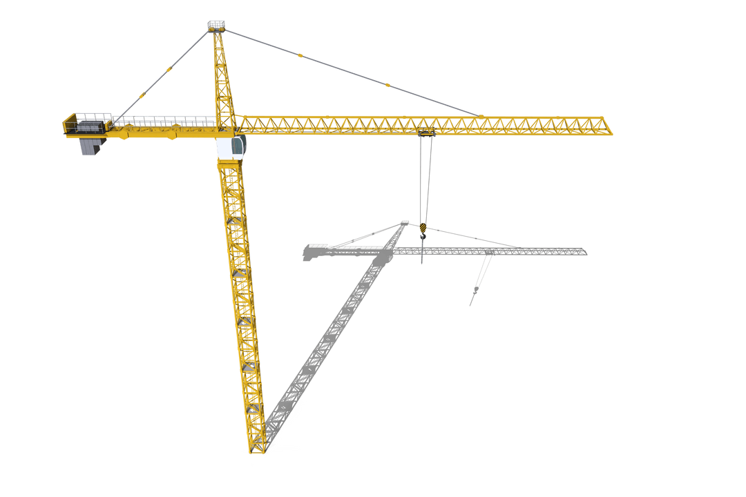 Transparent Studio Display of Crucial Construction Crane Parts