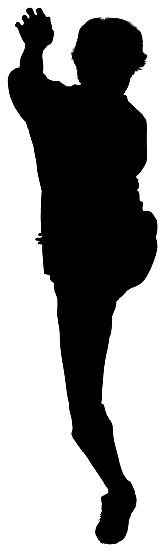 Dynamic Silhouette of Athlete in Midair Kick on Transparent Background