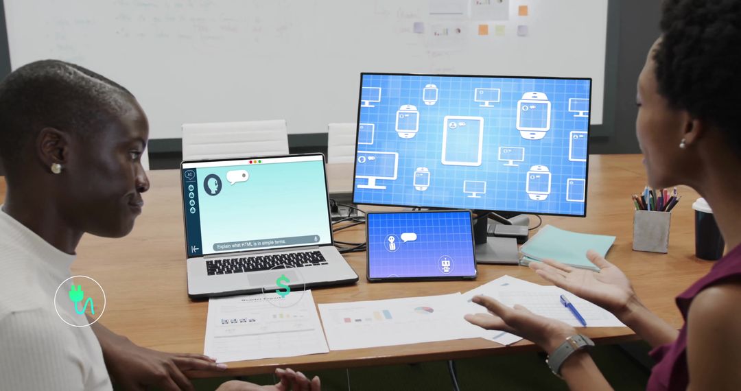 Diverse Colleagues Analyzing Eco-Friendly Business Solutions