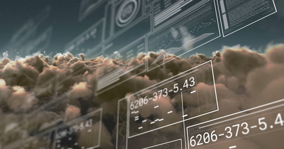 Digital Data Interfaces Hovering Above Cloudscape - Free Images, Stock Photos and Pictures on Pikwizard.com