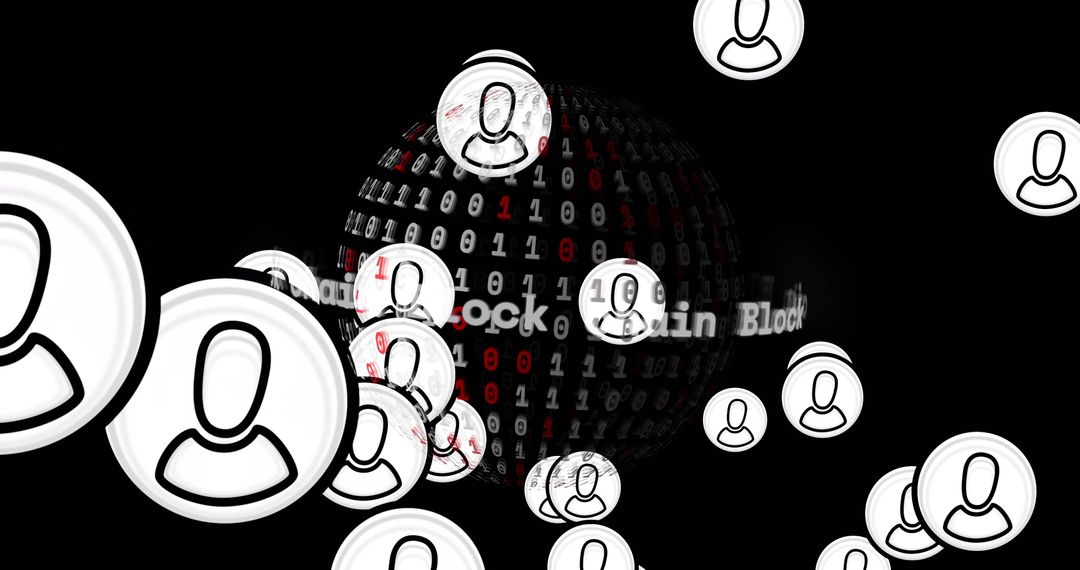 Digital icons with binary code and globe in tech concept