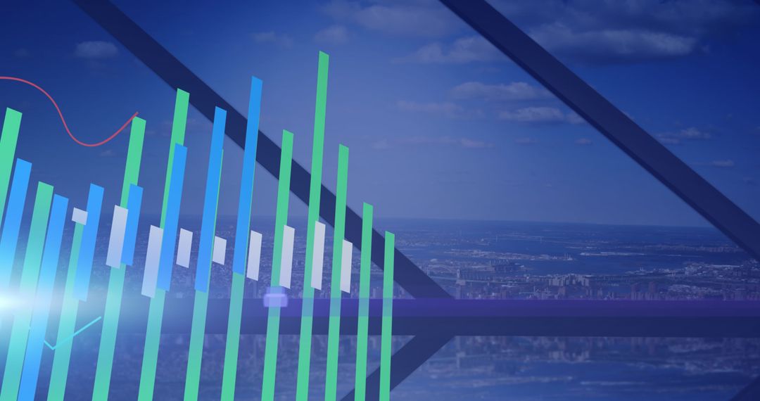 Abstract Data Analysis Overlaying Modern Cityscape