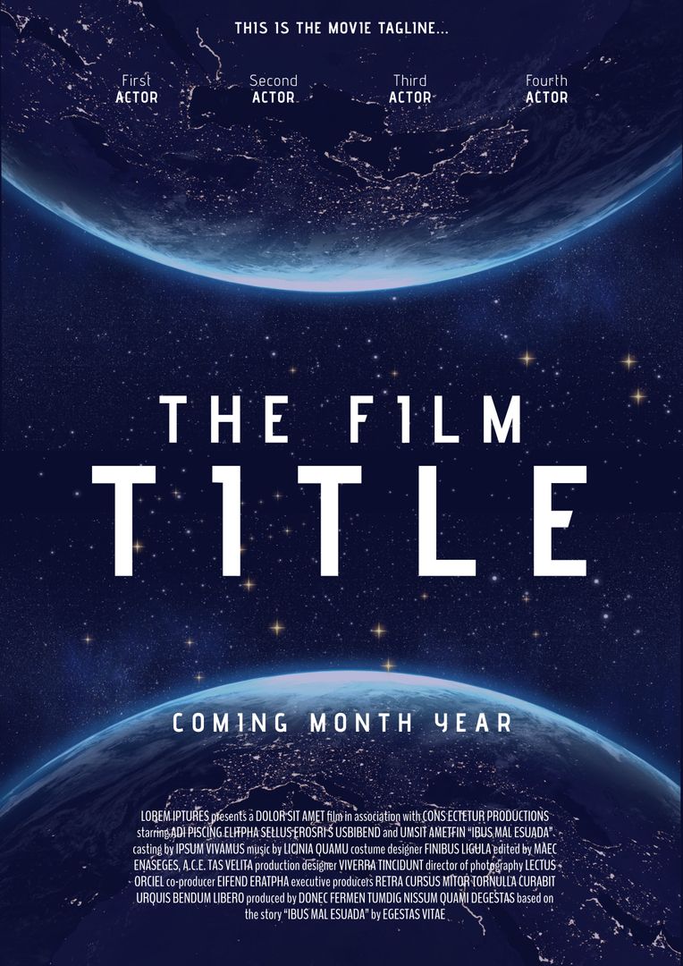 Cosmic Movie Poster Template with Starry Backdrop and Planet - Download Free Stock Templates Pikwizard.com