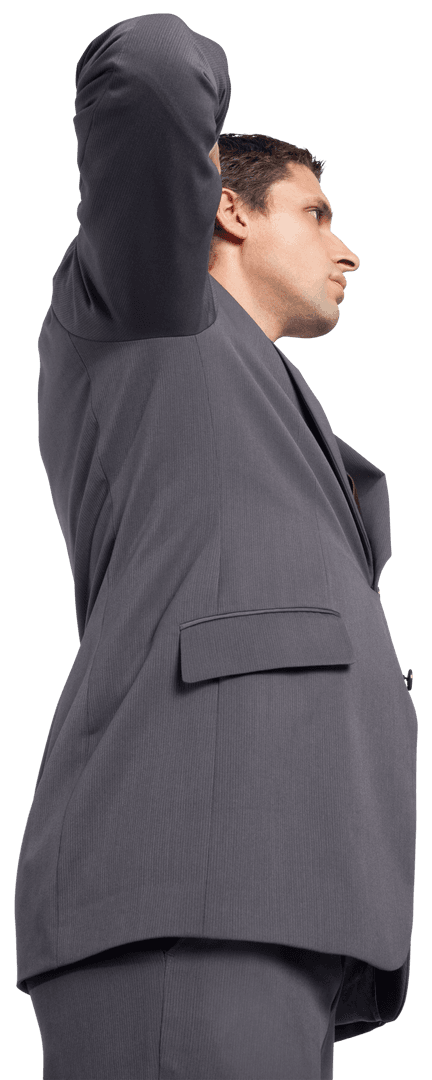 Focused Caucasian Businessman with Serious Expression on Transparent Background