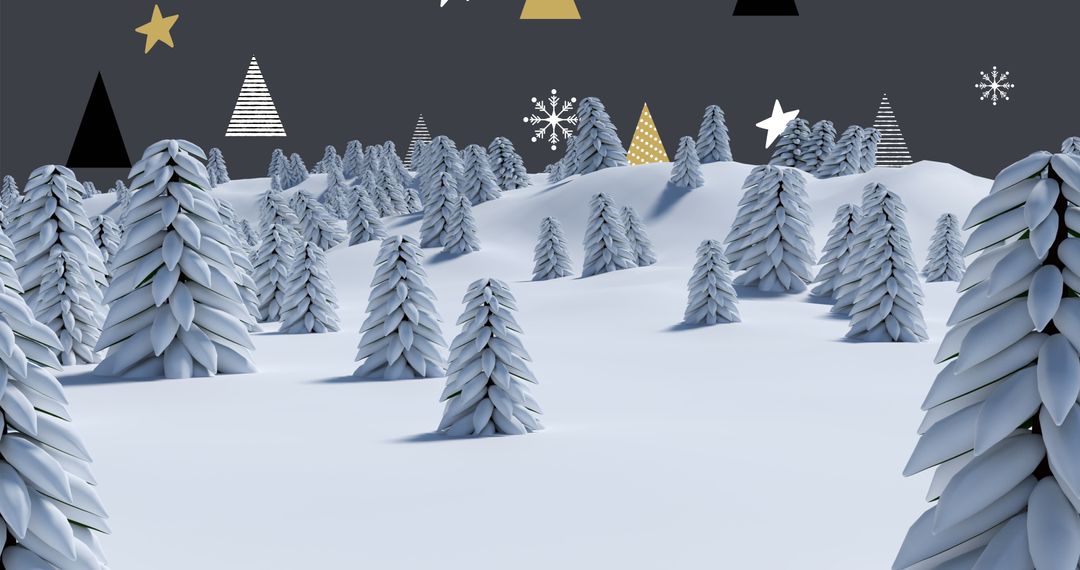 Snow-Covered Fir Trees in Festive Winter Landscape