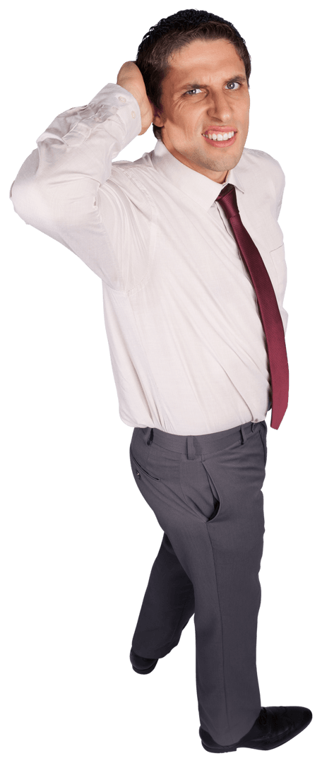 Confused Male Businessman Scratching Head Transparent Background