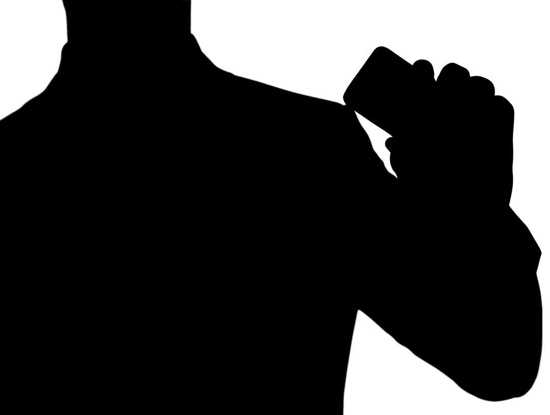 Silhouette of Person Using Smartphone on Transparent Background