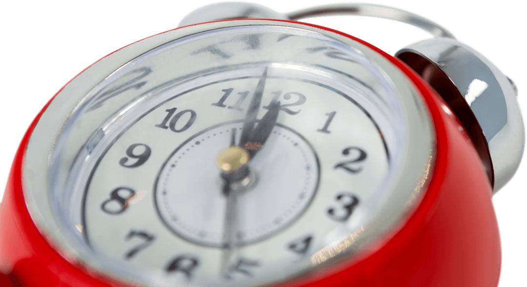Transparent Red Vintage Alarm Clock Close-Up Detail