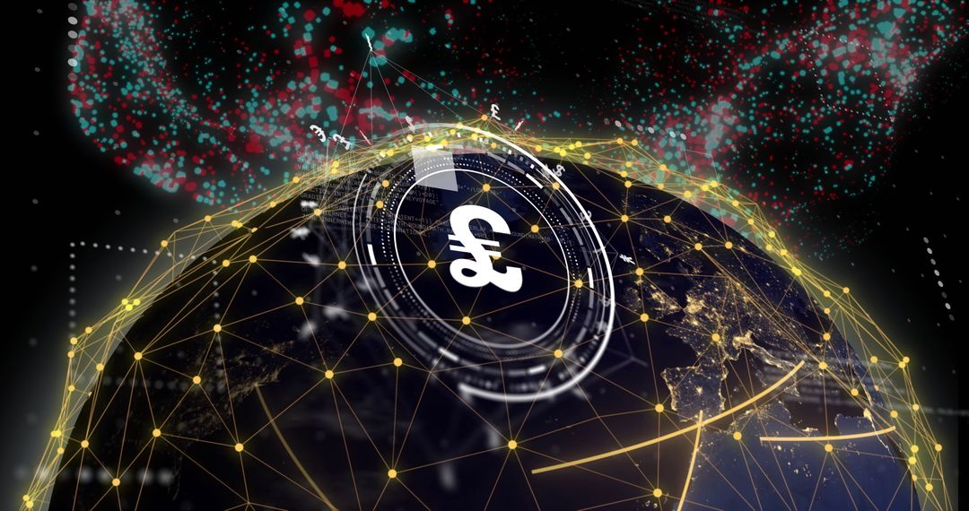 Global Network and Pound Currency Over Earth