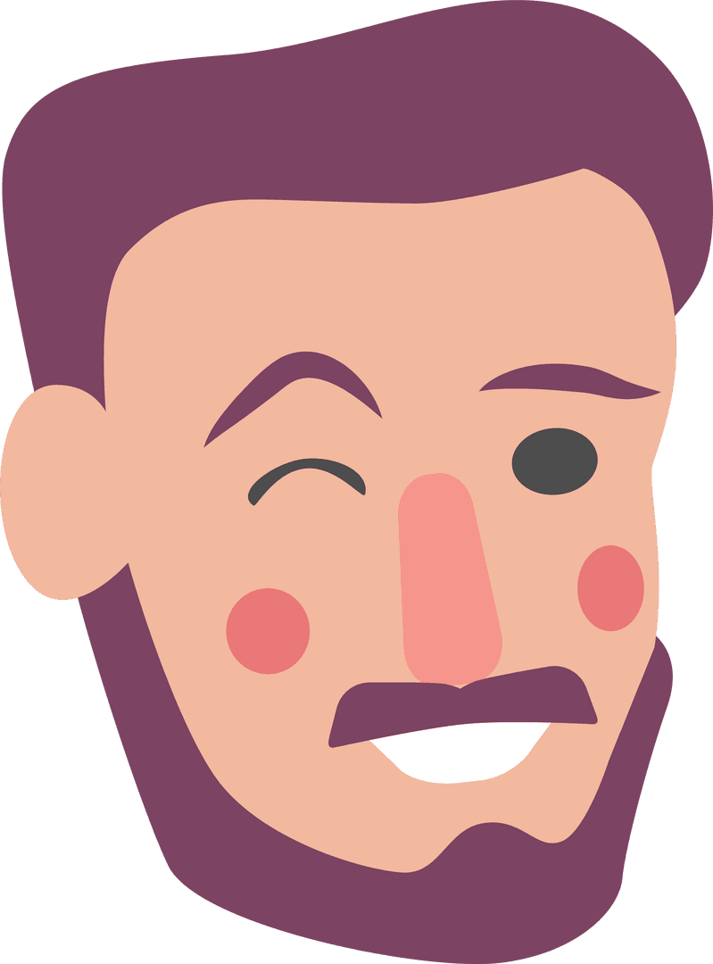 Modern Male Character Winking on Transparent Background