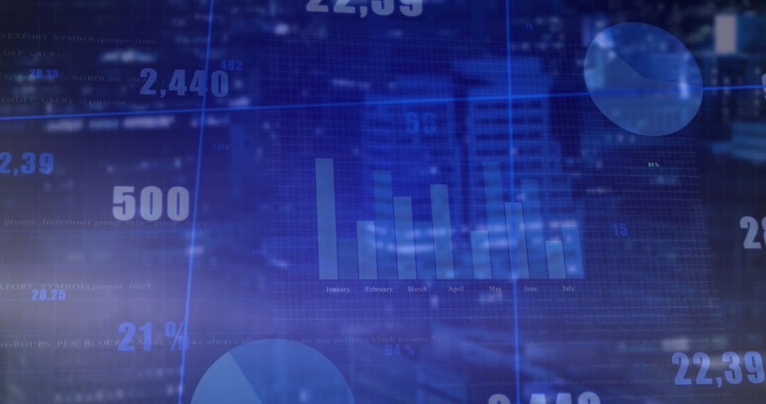 Futuristic Data Visualization Over Urban Night Skyline