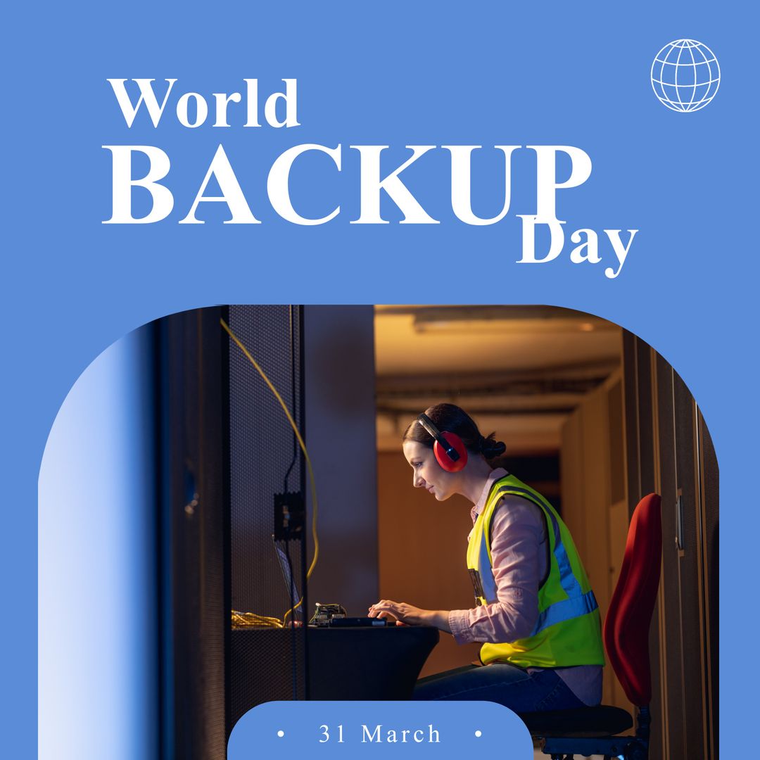 Woman Working on Laptop for World Backup Day Celebration