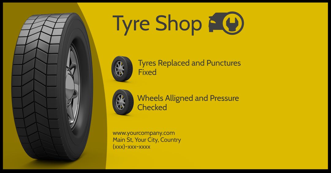 Tyre Shop Services - Replacement, Alignment, and Repair - Download Free Stock Templates Pikwizard.com