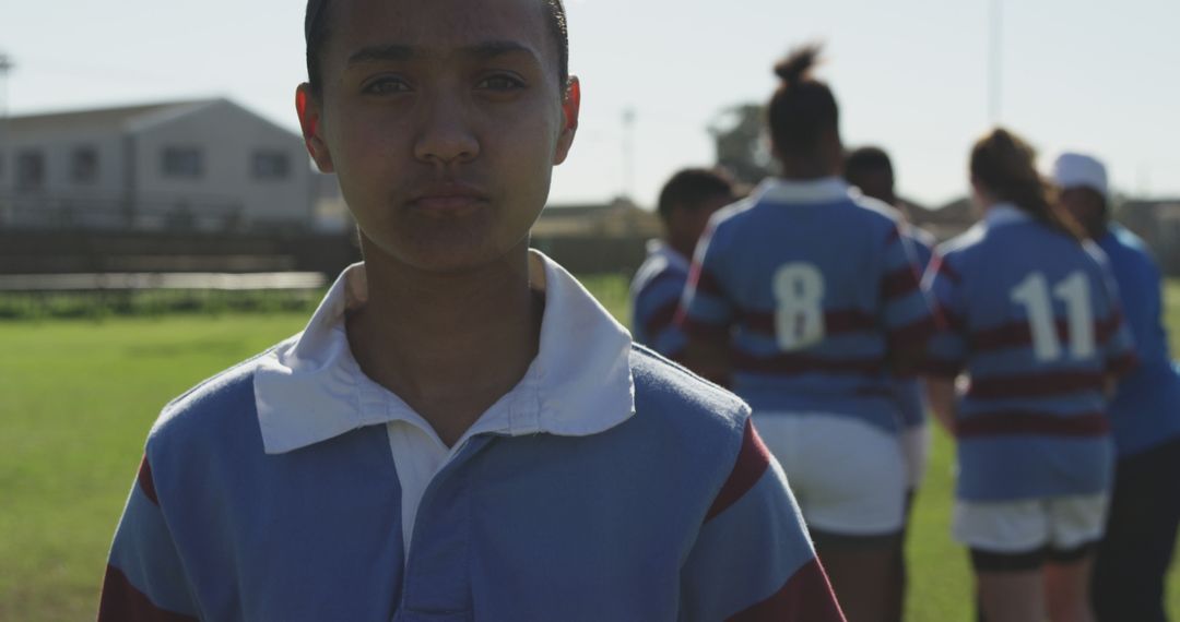 Teen Rugby Player Focused Before Match on Sunny Day - Free Images, Stock Photos and Pictures on Pikwizard.com