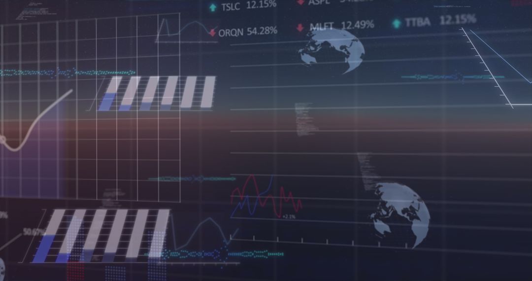 Dynamic Financial Data Display on Global Business Background