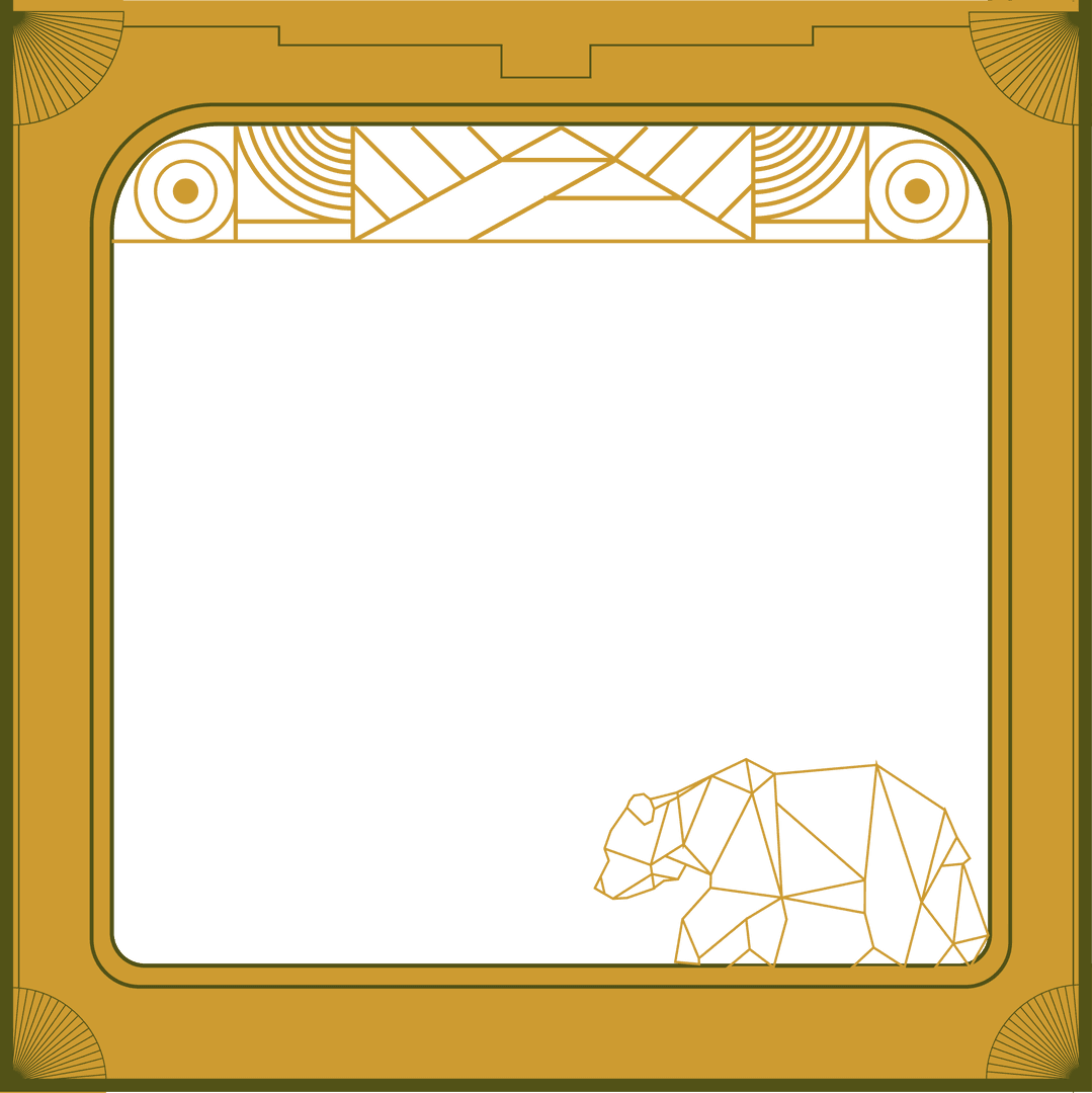 Polygonal Bear Outline Inside Art Deco Frame Transparent Design