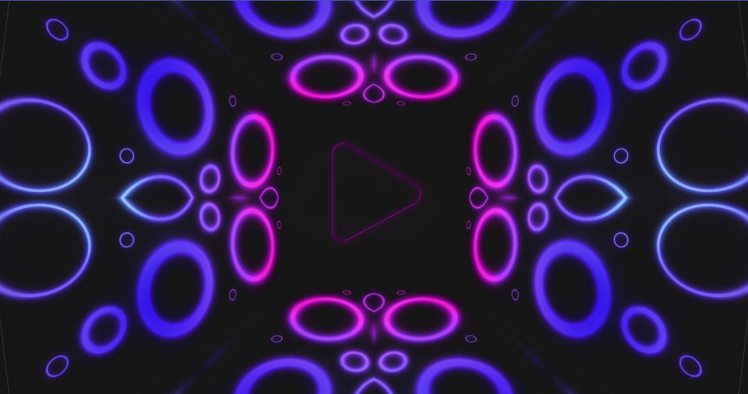 Vibrant Neon Shapes on Dark Futuristic Background