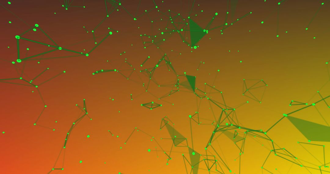 Futuristic Network with Connected Green Dots on Gradient