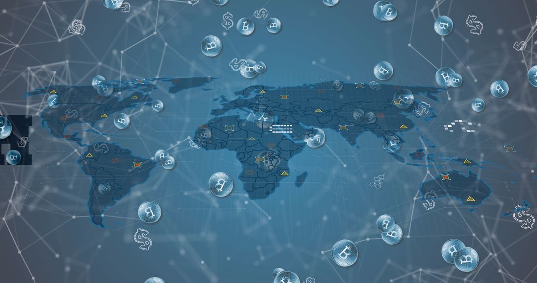 Global Financial Network Overview with Bitcoin Elements