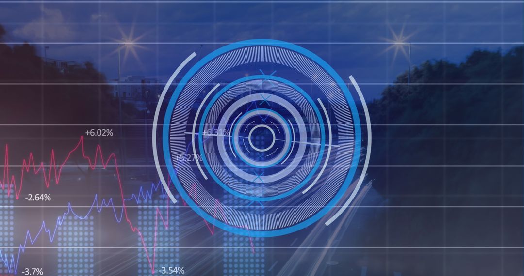 Futuristic Digital Dashboard Analyzing Traffic and Market Trends