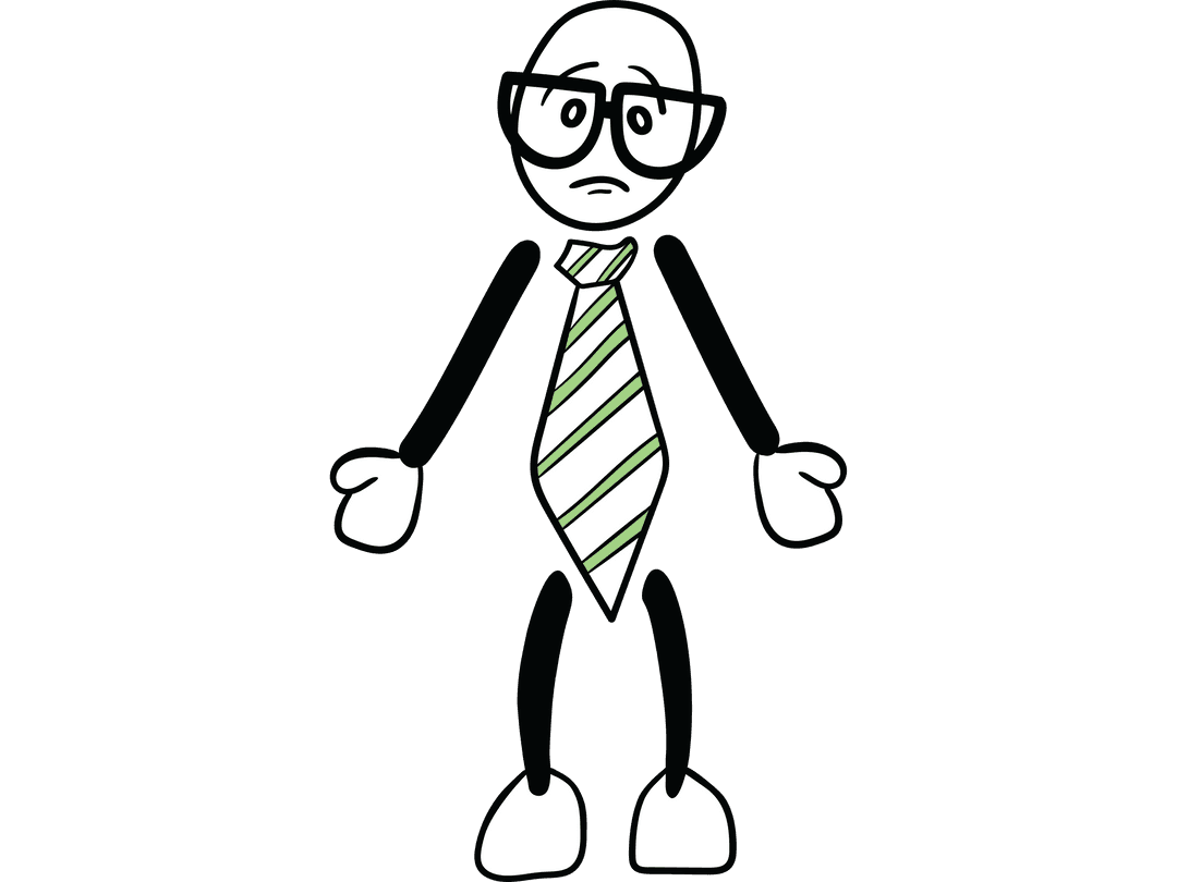 Transparent Business Character with Tie on Transparent Background