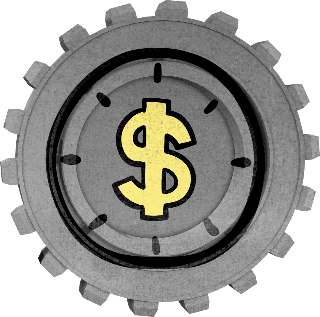 Cogwheel with Dollar Symbol Illustration on Transparent Background