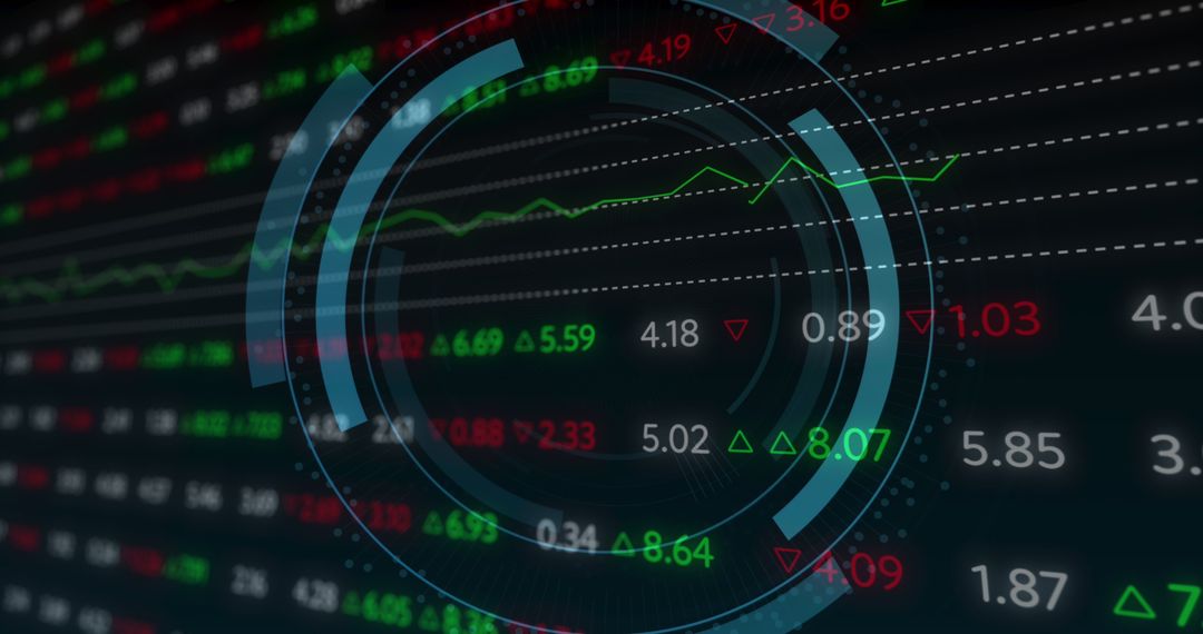 Futuristic Tech Interface Over Stock Market Data