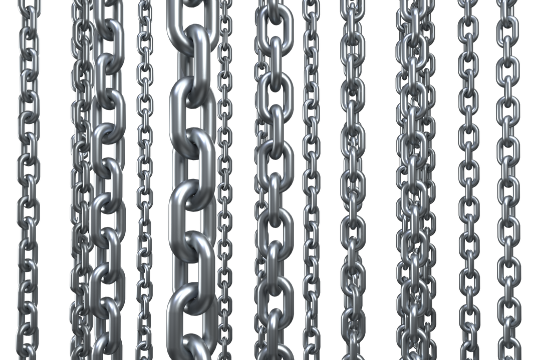 3D Metallic Silver Chains Hanging Facing Down Transparent Background - Download Free Stock Images Pikwizard.com