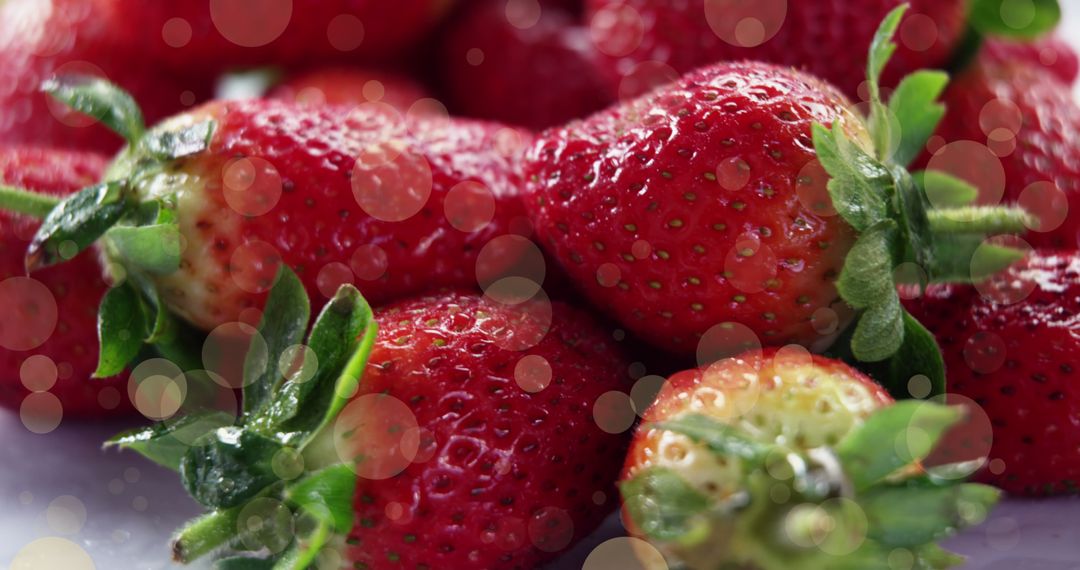 Fresh Strawberries with Artistic Bokeh Light Effect