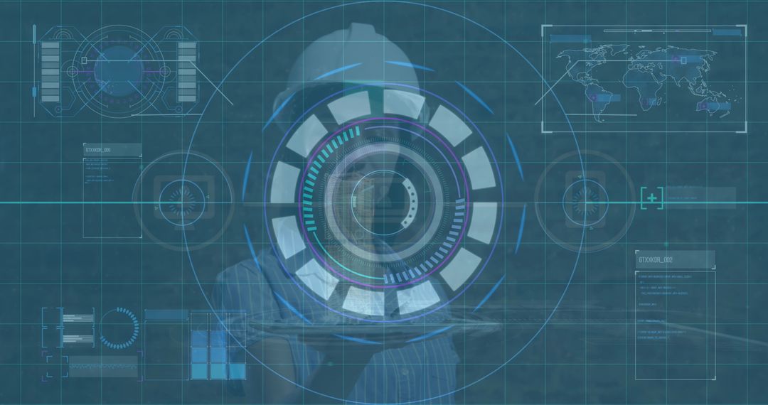 Futuristic Data Interface Overlay on Businesswoman