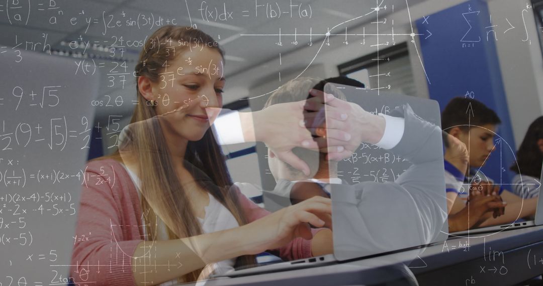 Student Engaging with Interactive Math Technology in Classroom