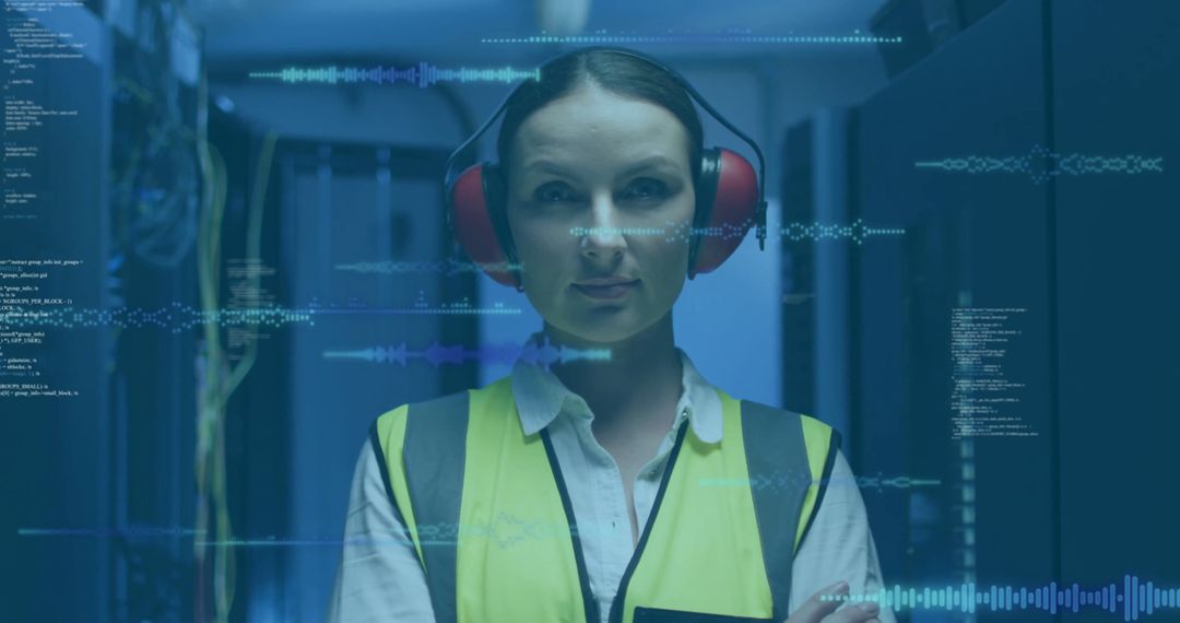 Female Engineer Monitoring Digital Data Center Operations