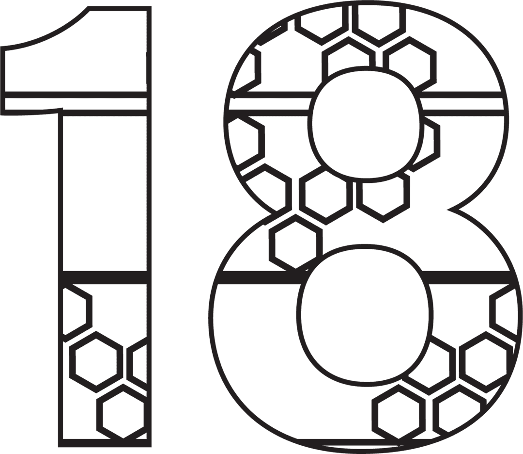 Black Number 18 with Hexagonal Pattern on Transparent Background - Download Free Stock Images Pikwizard.com