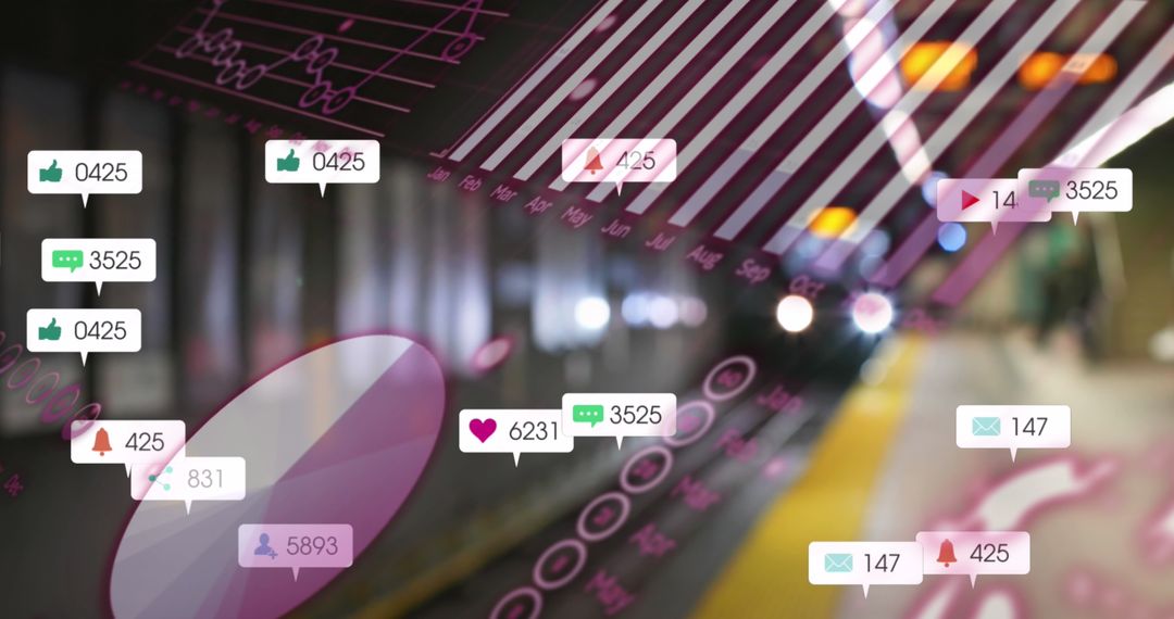 Futuristic Data Visualization on Urban Subway Platform