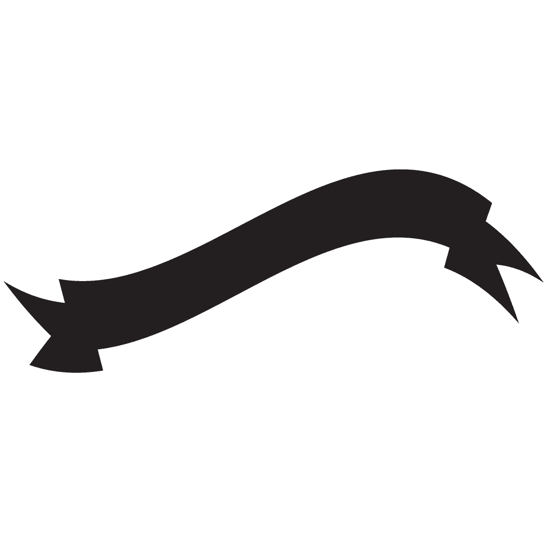 Simple Black Ribbon Banner on Transparent Background