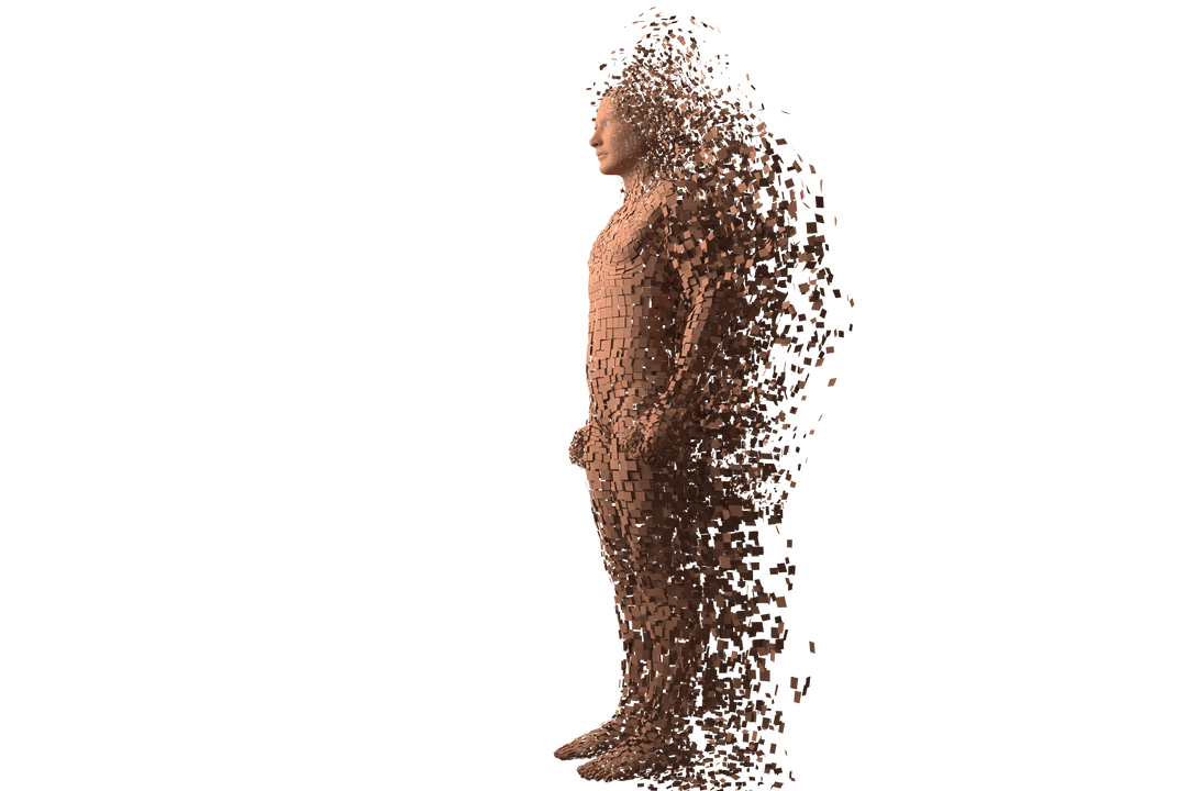 Man Disintegrating into Particles on Transparent Background - Download Free Stock Images Pikwizard.com