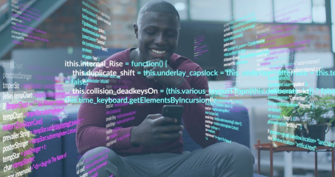 African American Man Engaged in Mobile Data Technology