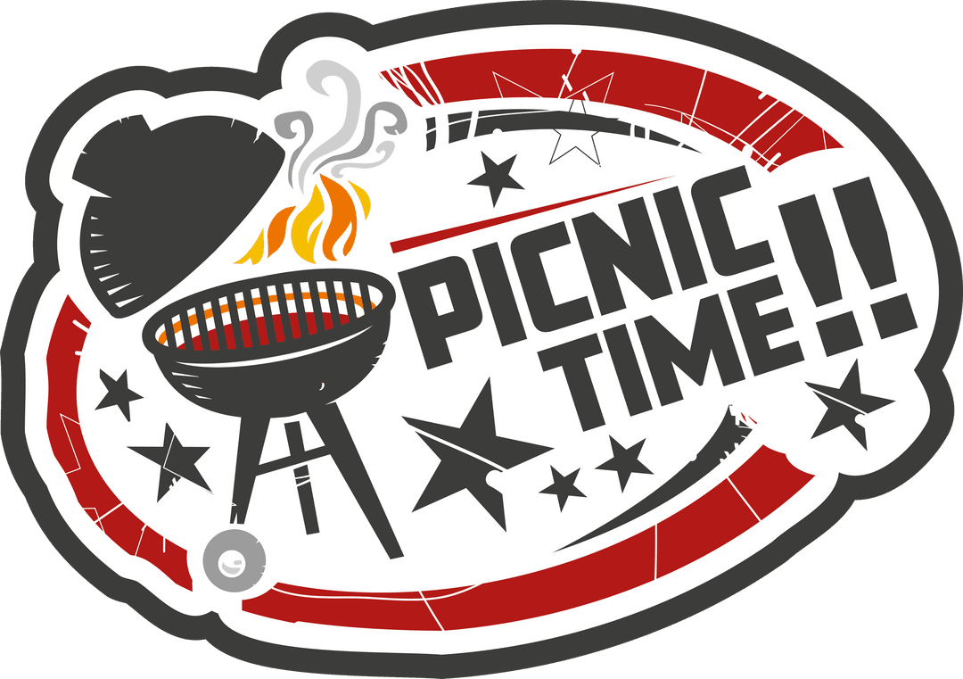 Illustrative Barbecue Banner Picnic Time Text Transparent