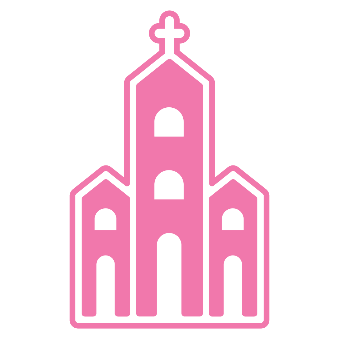Pink Church Illustration on Transparent Background