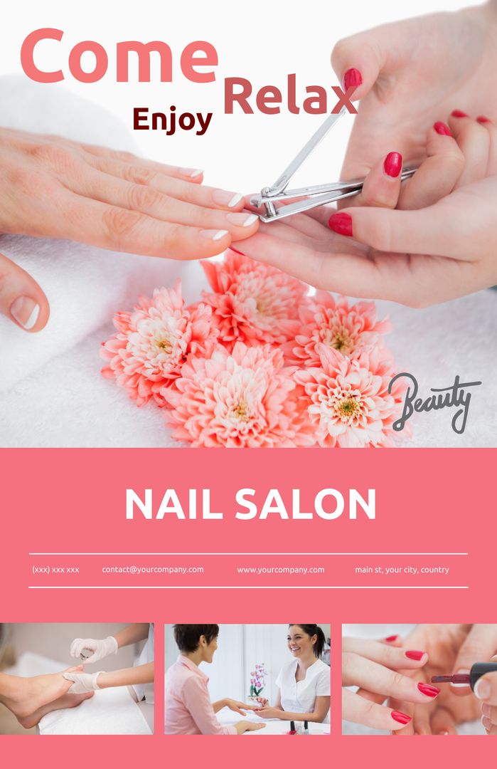 Advertise Spa Beauty Services for Nail Care and Floral Designs - Download Free Stock Templates Pikwizard.com