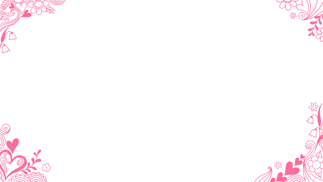 Pink Heart and Floral Motifs Frame on Transparent Background