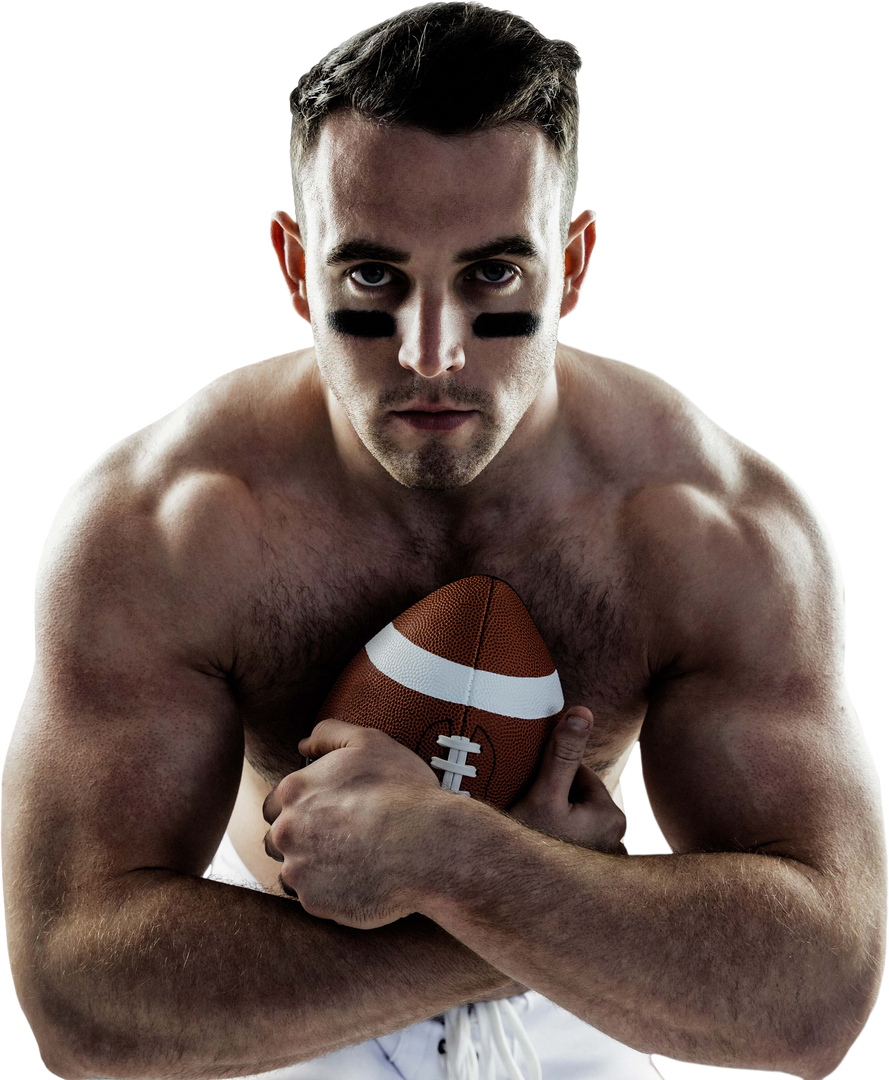 Shirtless Muscular American Football Player Hugging Ball Transparent Background - Download Free Stock Images Pikwizard.com