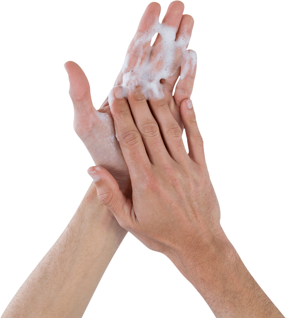 Transparent Hands Washing with Soap Showing Hygiene Care