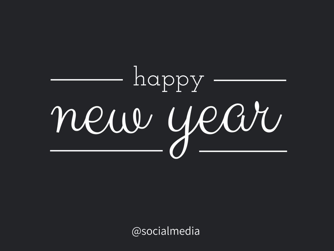 Elegant New Year Greeting in Black and White Script