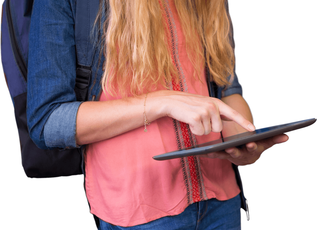 Student Engaging with Tablet Using Transparent Interface