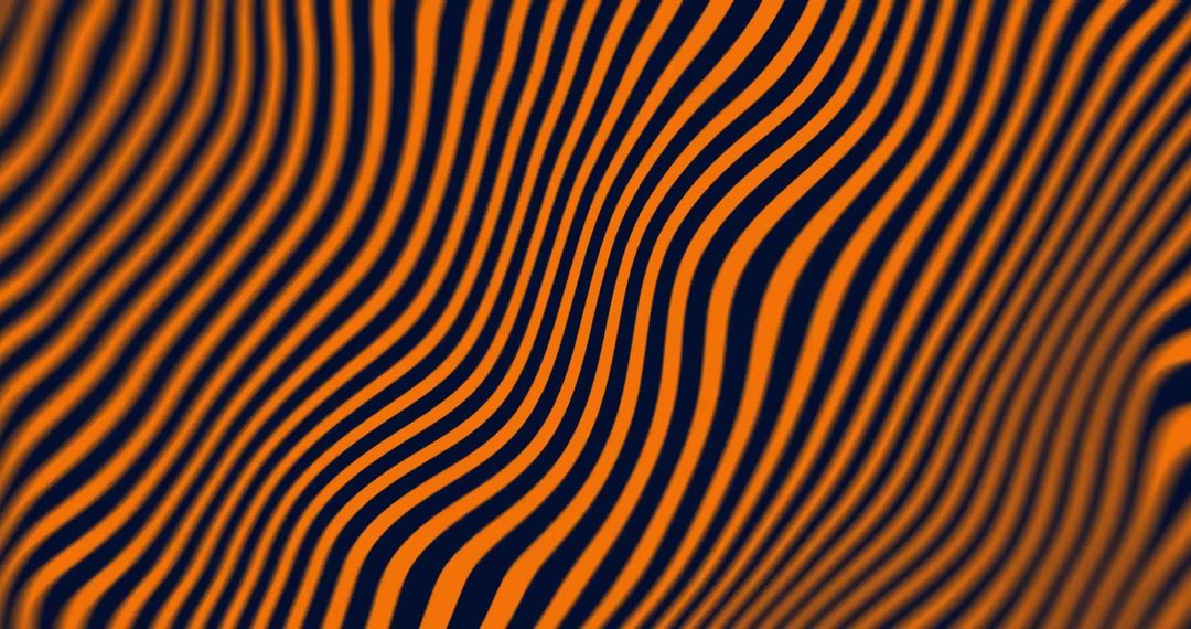 Dynamic Wavy Orange and Black Stripe Abstract Pattern