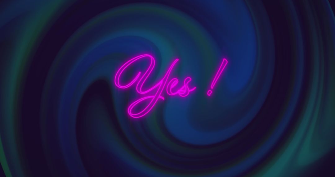Neon Yes Sign on Swirling Abstract Background