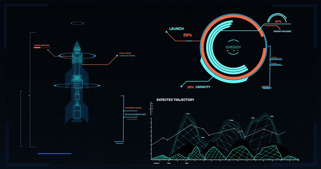 Futuristic Interface with Scientific Data Processing Screen