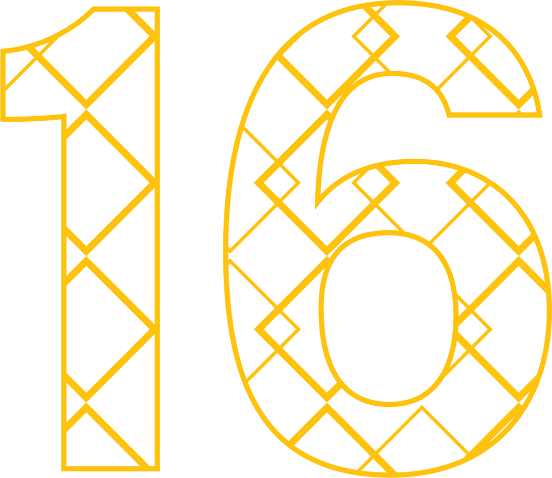 Transparent Yellow Number 16 for Celebrations