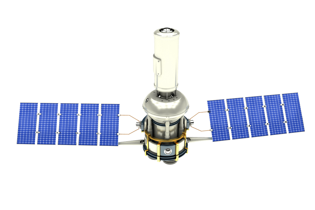Transparent 3D Solar Panel Satellite Front View